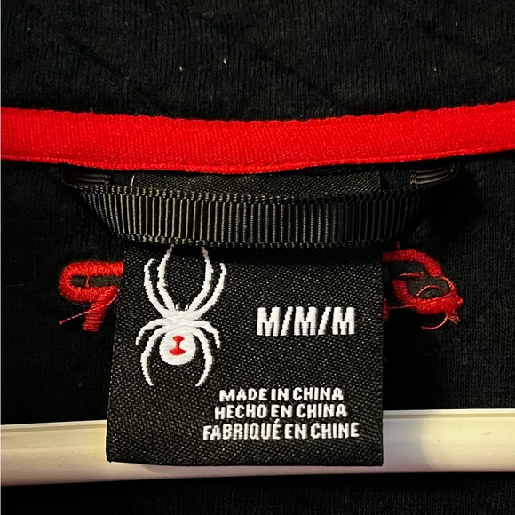 Spyder Sweatshirt Sweater Pullover Fleece Size M Black Red 1/4 Button - Picture 4 of 10